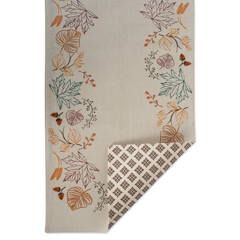 DII Fall Basics Collection Tabletop, Reversible Table Runner, 14x72, Autumn