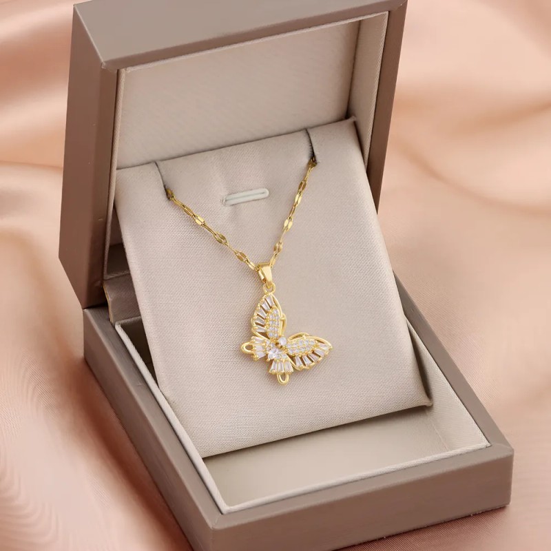 Collar Taikula Mariposa Oro 18K Acero Inoxidable Mujer 40+5cm