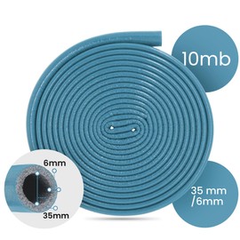 PE Pipe Insulation Hose 10 m Roll x Diameter 35 mm / 6 mm Insulation Thickness Blue Protective Hose Heating Pipe Insulation with Protective Skin Pipe Insulation Hose Pipe Insulation Hot Water Pipe