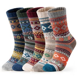 QIGEN LTD 5 Pairs Women Ladies Thermal Socks Nordic Socks thick Winter Warm Wool Socks