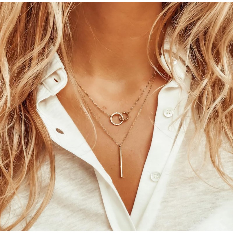 Hothrty Women's Necklace, Pendant, Triple Strand, Stick, Circle, Mobius, Double