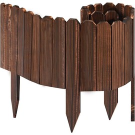 LINSHRY Wood Garden Edging, 2 Pack 7.9 in H x 3.9 ft L. Wooden Garden Fence for Decorative Landscape Border Edging, Flower Bed Edging Borders Fence (Total 7.8ft Length)