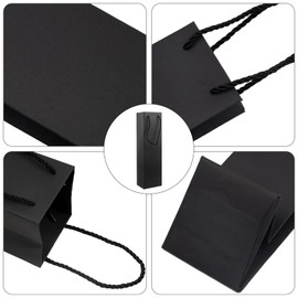 40 Pack Black Wine Gift Bag,Reusable Bottles Gift Bags Bulk Paper Bottle Bag with Handles Appreciation Gift Bags for Birthday Party Wedding Anniversary Celebrations