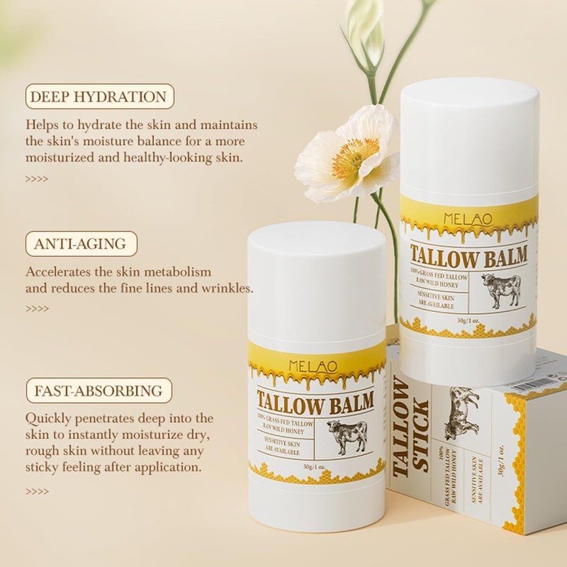 Beef Tallow Balm Stick –Beef Tallow for Skin, Grass Fed