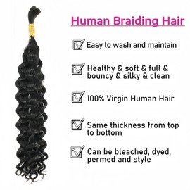 Bulk Human Hair For Braiding Wet and Wavy Braiding Hair Bundles Water Wave Curly Hair No Weft Double Drawn Burmese Boho Braids Braiding Human Hair Extensions (Wet and Wavy 50g, 18 inch)