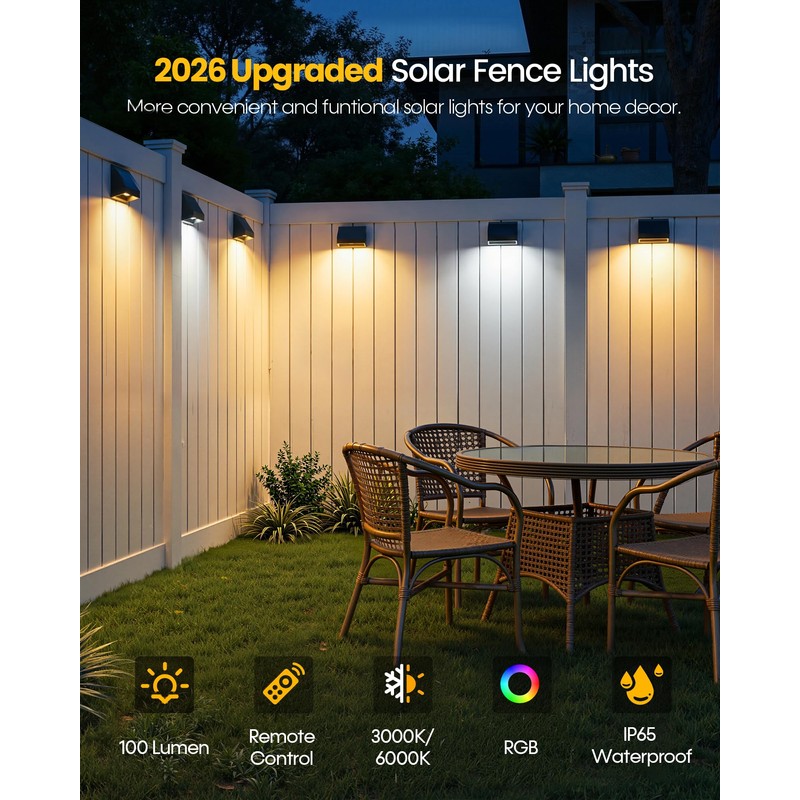 Bridika Solar Fence Lights with Remote, 12 Pack Bright 100