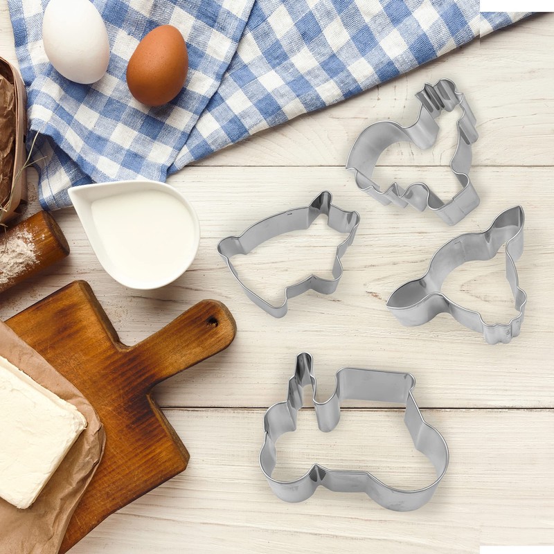 10 PCS Farm Cookie Cutter Set with Recipe Booklet Rooster