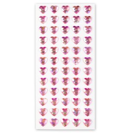Rhinestone Stickers Deco Stickers Pink Heart 3D 3D 3D Gemstone Jewelry Glitter Decoration Wrapping Sticker Size 0.5 x 0.5 inches (12 x 12 mm) [60 Sheets Per Sheet] 3D-024