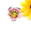 Uloveido Fashion Pink Enamel Peony Flower Ring for Women Girls