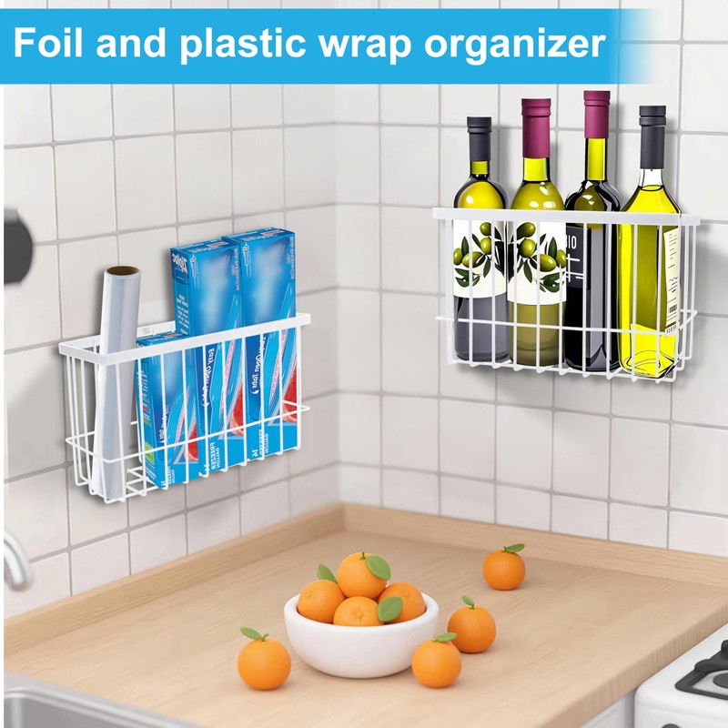 Cabinet Door Organizer 2Pcs, Foil and Plastic Wrap Organizer with