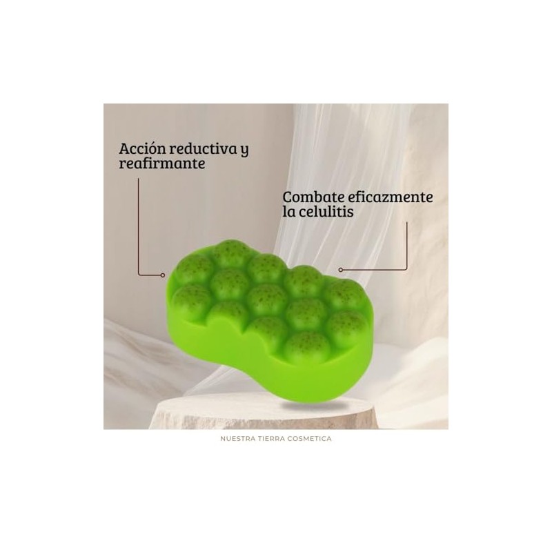 Jabón Reductor Verde, Forma Ergonómica, Jabón para Masaje Corporal, Textura