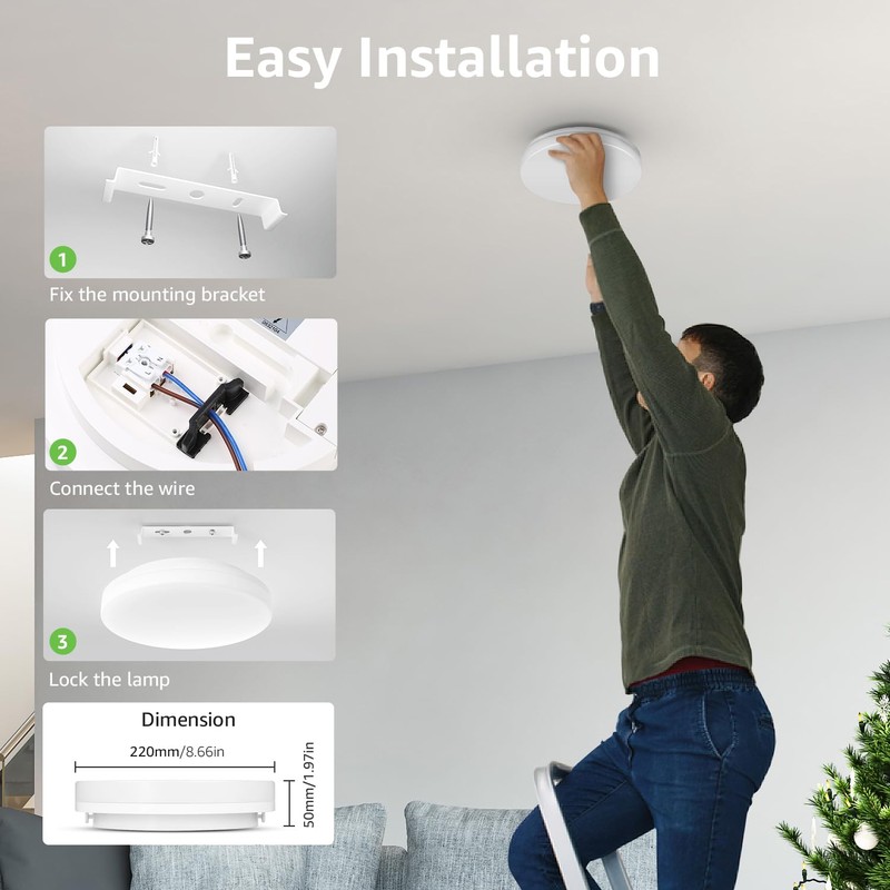 Lepro Bathroom Light, 15W 1500lm Ceiling Lights, 100W Equivalent, Waterproof