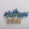 Chargances Bride Wedding Rhinestone Hair Comb Blue Crystal Hair Side