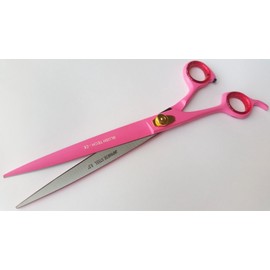 blushtech 8.5" Lefty Left Handed Professional dog grooming scissor, pets grooming scissor cat hair cutting salon + Free Scissor Pouch-PINK COLOUR
