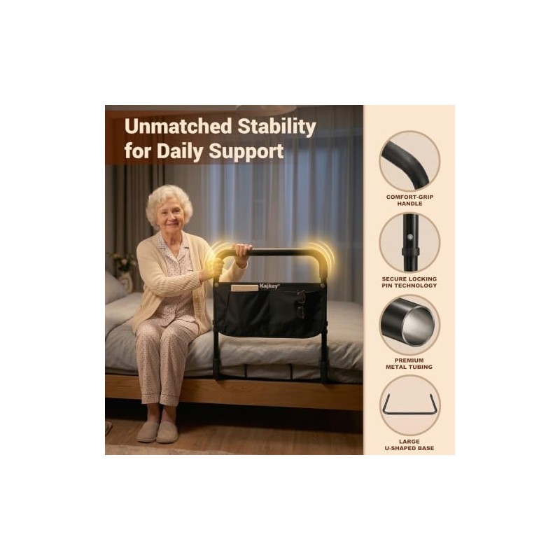 Bed Rails for Elderly Adults, Adjustable Bed Guard & Assist