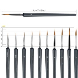 Ainolan Detailing Brush Set for Painting, Watercolour, Oil, Acrylic, Nail Art and Models, Set of 10
