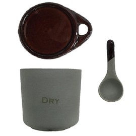 Ishigaki Dry Pot 10.1 fl oz (300 ml) with Spoon, Gray