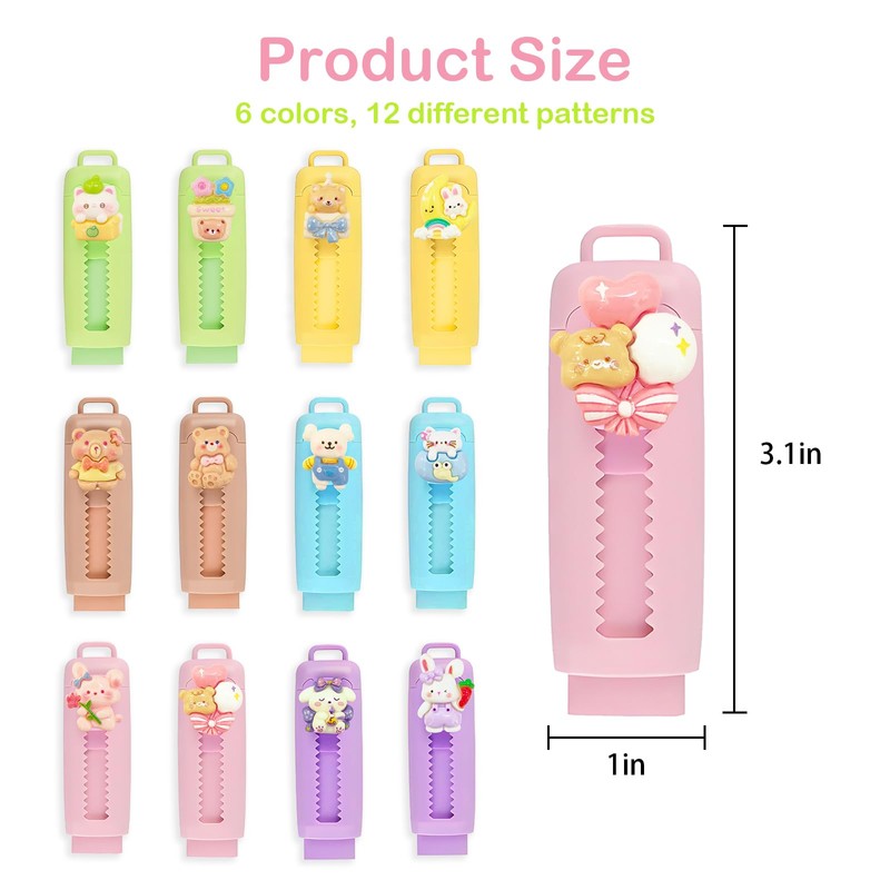 12 Pack Cute Retractable Pencil Erasers for Kids Fun Erasers