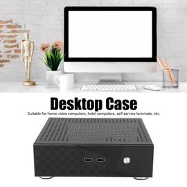 Desktop Computer Case,Aluminum Alloy Good Heat Dissipation Mini HTPC Case ITX Computer Case,with Expansion Hole,for Home Video/Hotel Computer,Self Service Terminal