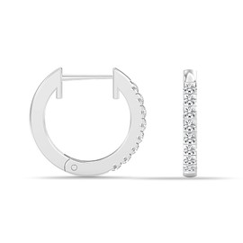 LeCalla 925 Sterling Silver Hoop Earrings for Women | Pave Cubic Zirconia Huggie Hoop Earring 13MM