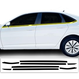 BOGAR TECH DESIGNS Side Window Trim Chrome Delete Replacement Vinyl Film Decal Sticker Compatible with Volkswagen Jetta 2019-2025, Gloss Black