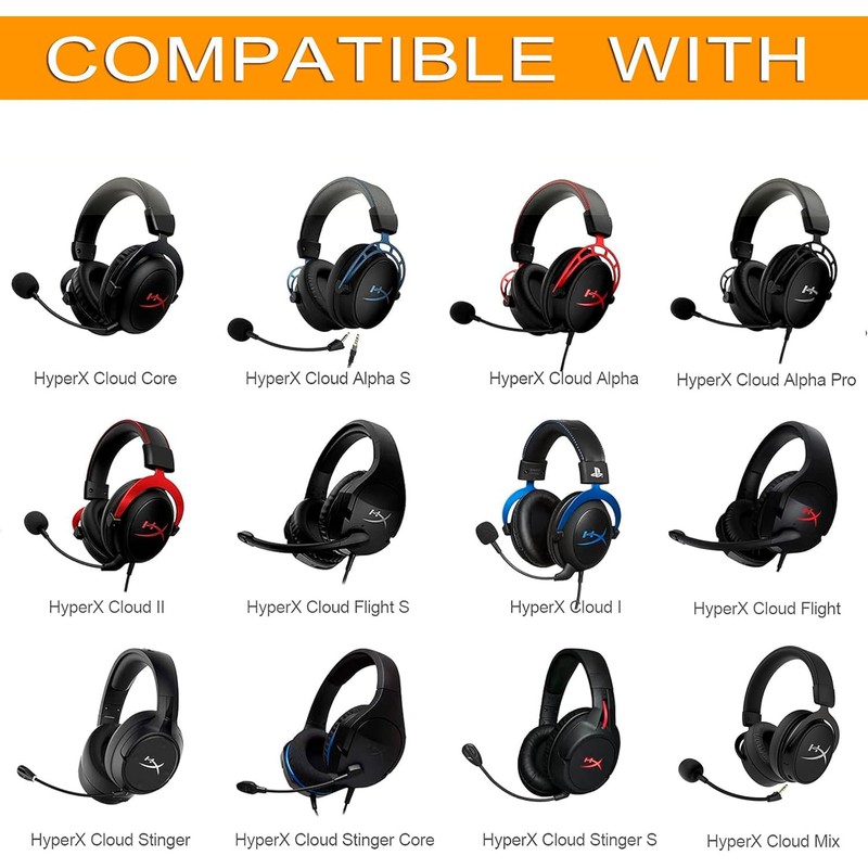 Replacement Ear Pads and Microphone Foam Compatible with HyperX CloudX/Cloud