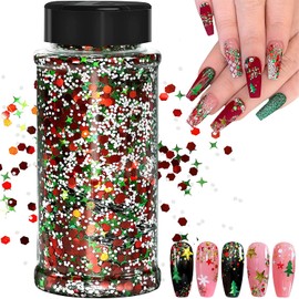 Christmas Glitter, 100 g Christmas Art Glitter Sequins, Epoxy Resin, Laser Snowflake Christmas Tree Flakes for Nails, Face, Make-up, Body, Glitter Festival Decoration (SD-09)