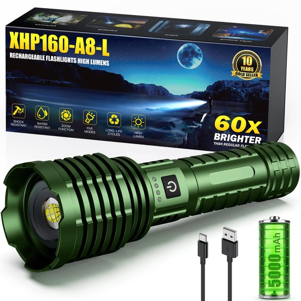Osgal Super Bright Flashlight 5000.000 High Lumens, LED Rechargeable Flashlights