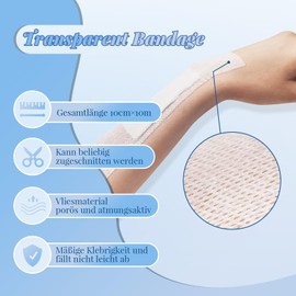 Transparent Bandage, 10 cm x 10 m, Transparent Film Bandage, Breathable Tape, DIY Cuts for Neck, Wrists, Back, Knee, Shoulder, Arms, Thighs