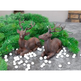 B2S BACK2SEASON Reindeer Pair Nilan Lying Brown Elegant Decoration Christmas Decoration Deer Artificial Stone Set of 2