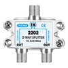 TKCHAX 2 Way Coaxial Cable Splitter,Support 10-2602MHz, RG6 Compatible, Nickel-Plated