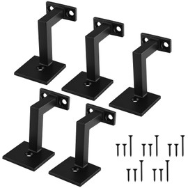 Patioer Handrail Bracket, 3" Heavy Duty Staircase Hand Rail Brackets for Indoor or Outdoor Stairs Support, Matte Black (5 Pack)