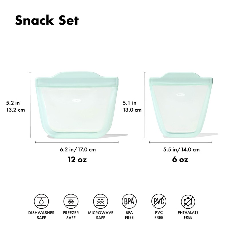 OXO Tot Silicone Reusable Bags – 2 Piece Cup and