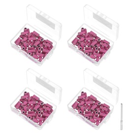 HARFINGTON 200pcs Sanding Bands for Nail Drill, 80 Grit Small Sanding Band with 3.1mm / 1/8" Mandrel, Mini Drill Bits Nail Tech File for Acrylic Gel Nail Shaping Polishing, Rose Red