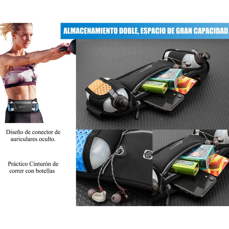 Cangurera Deportiva con 2 botellas de agua (2 x 280