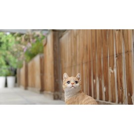 Hi-Line Gift Ltd. Orange Tabby Cat Sitting Lifelike Garden Statue Garden Display Yard Decor