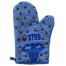 Stud Muffin Oven Mitt Funny Fitness Workout Cooking Baking Hottie Kitchen Glove Funny Graphic Kitchenwear Food Funny Fitness Novelty Cookware Blue Oven Mitt