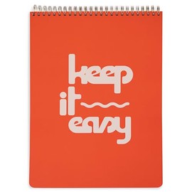 ban.do Quote Rough Draft Large Top Spiral Notebook, 8.5" x 11.75" with Pocket and 160 College Ruled Page, Keep It Easy