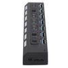 USB Hub 3.0 7‑Port High Speed Splitter Individual Switches Power