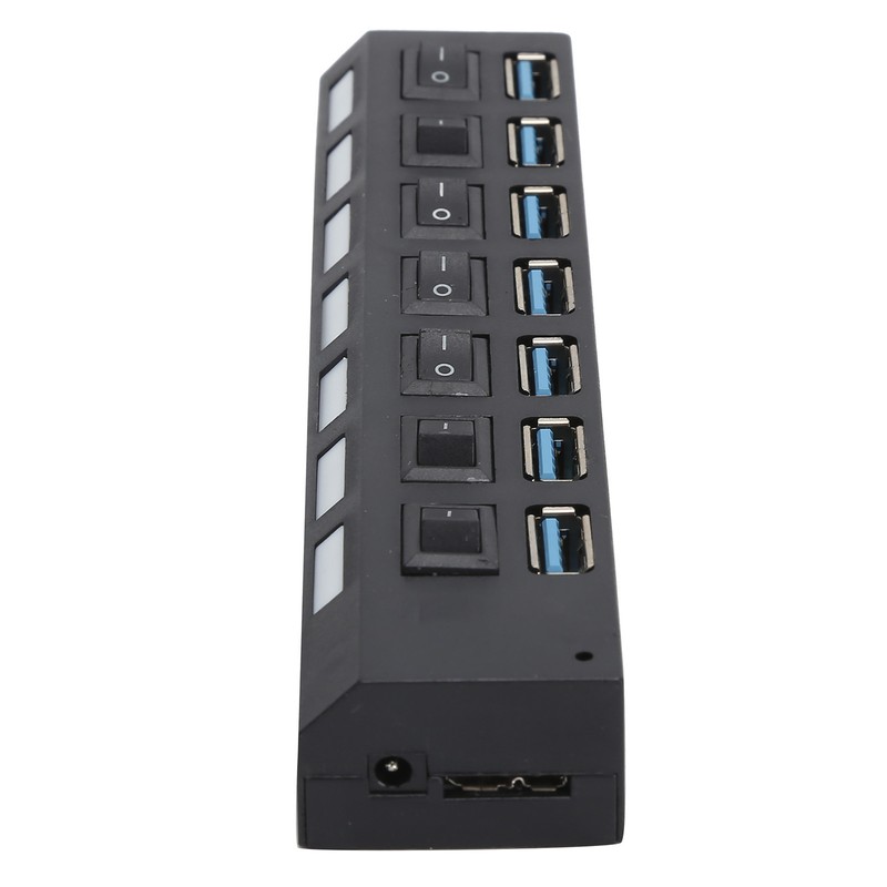 USB Hub 3.0 7‑Port High Speed Splitter Individual Switches Power