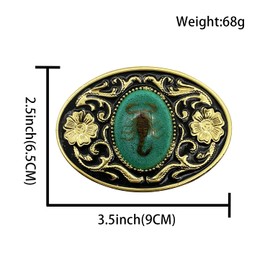 XGALBLA Cool Western Aquamarine stone 3D Scorpion Belt Buckle For Men(Gold tone)