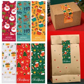 Wefitfix Christmas Stickers, Pack of 60, Christmas Gift Stickers, Rectangle Stickers, Santa Tree, Gift Box, Gift Stickers, Wrapping Stickers, Cute Sealing Stickers, (Pack of 60)