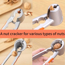 Herramienta Cascanueces, Pinza para Nueces, Fabricado en Acero Inoxidable, Tiene Mango de Silicona Antideslizante para pacanas