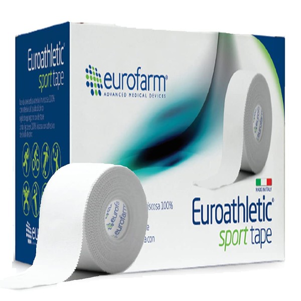 Euroathletic Sport Tape (m 10 x cm 3.8) White Waterproof Easy Tear Off for All Sports