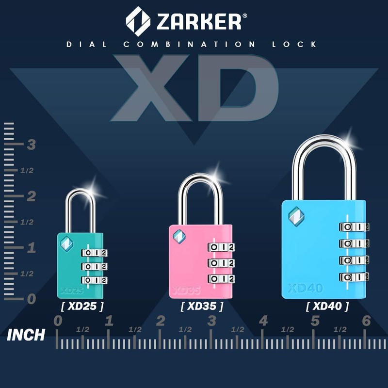 Zarker XD25 3-Digit Combination Small Mini Padlock, Emerald, 1-Pack