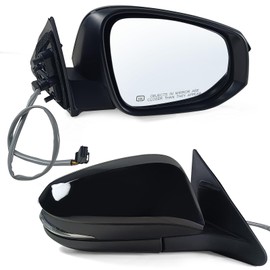 Paderson Right Passenger Side Mirror Assembly Fits 2014-2019 Toyota Highlander With Power Glass Heated Turn Signal without Blind Spot and Puddle lights Match Black Replace TO1321317(6Pins)