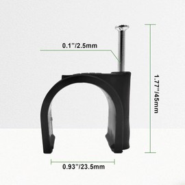 LOUZAGO 50 Pcs Pex Clamps, 1 Inch Pex Hangers J-Hook with Nail, Black Half Clamps Nail in Cable Clips for 1" OD Tubing Pipe, Fixing Wire (23.5mm)