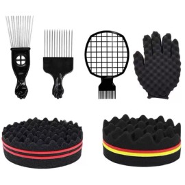 Banisyu Hair Sponge Set Magic Hair Twist Curl Sponge Glove Afro Hair Sponge Barber Brush