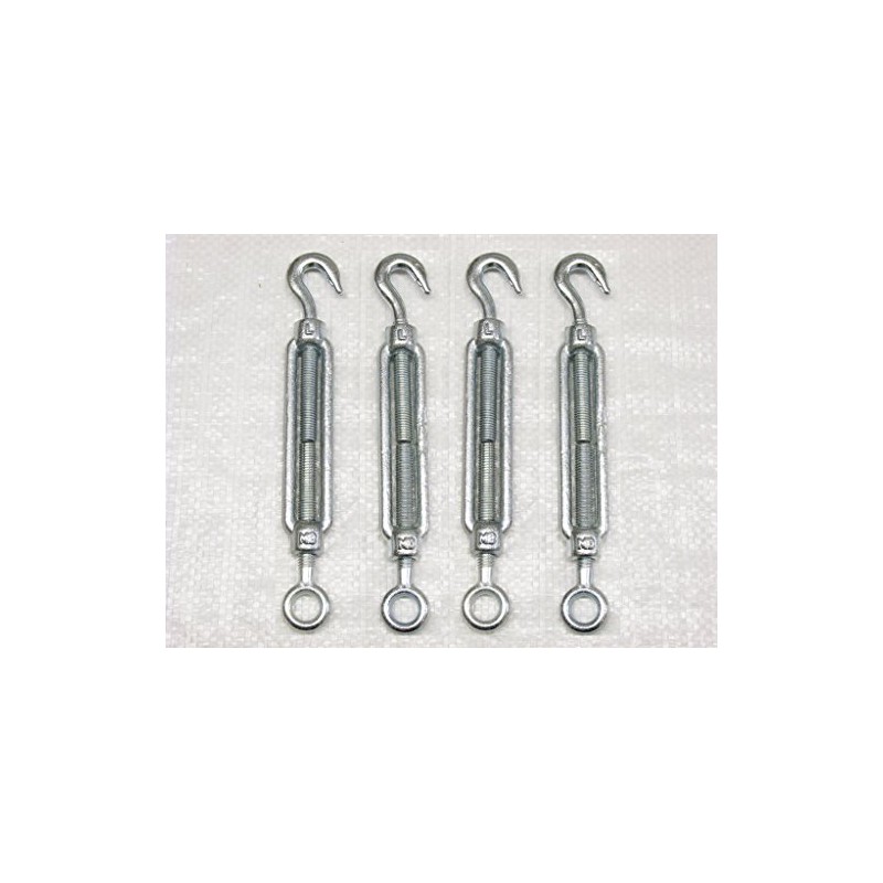Hook to Eye Turnbuckle Galvanised Open Body Straining Screws x4