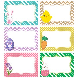 Wonmon 300PCS Easter Gift Tags Stickers, Self Adhesive Easter Name Tags Stickers Gift Present Tags Label for Organizing Jar Easter Spring Holiday Decoration School Supplies, 1.96x2.75 Inch